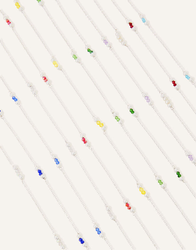 Recycled Sterling Silver Birthstone Station Necklace, Multi (BRIGHTS-MULTI), large