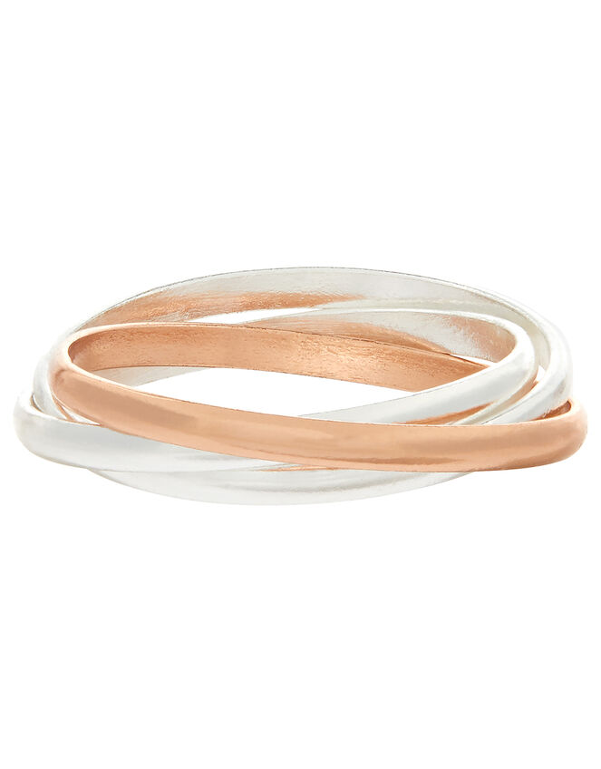 Sterling Silver and Rose Gold-Plated Russian Wedding Band, Metalic (METALLICS), large