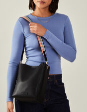 Faux Leather Bucket Bag, Black (BLACK), large