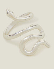 Sterling Silver-Plated Adjustable Snake Ring, , large