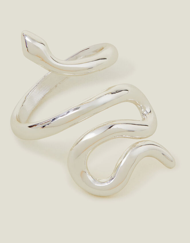 Sterling Silver-Plated Adjustable Snake Ring, , large