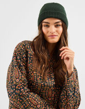 Plain Beanie Hat, Green (GREEN), large