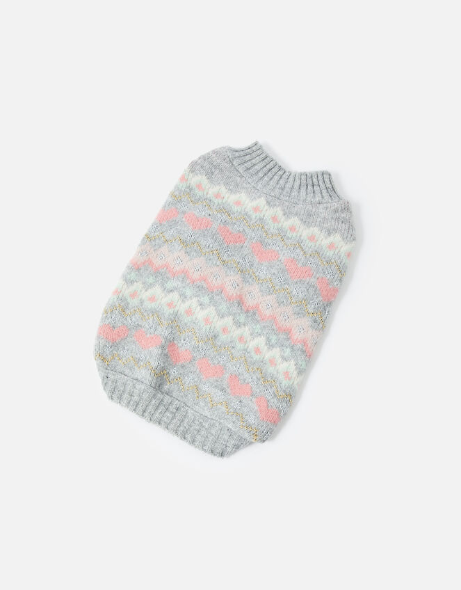 Fairisle Dog Jumper, Grey (GREY), large