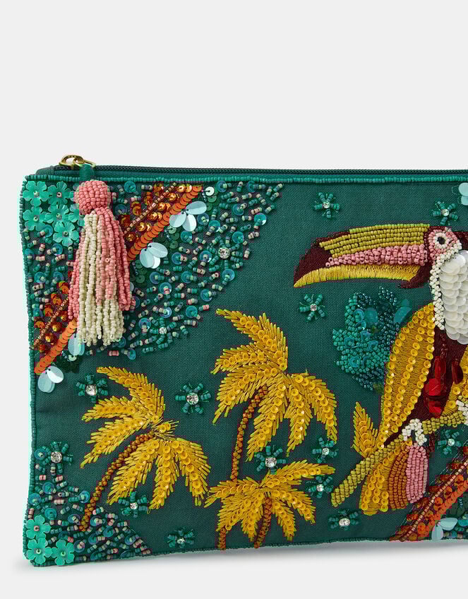 Toucan Embellished Clutch Bag, , large