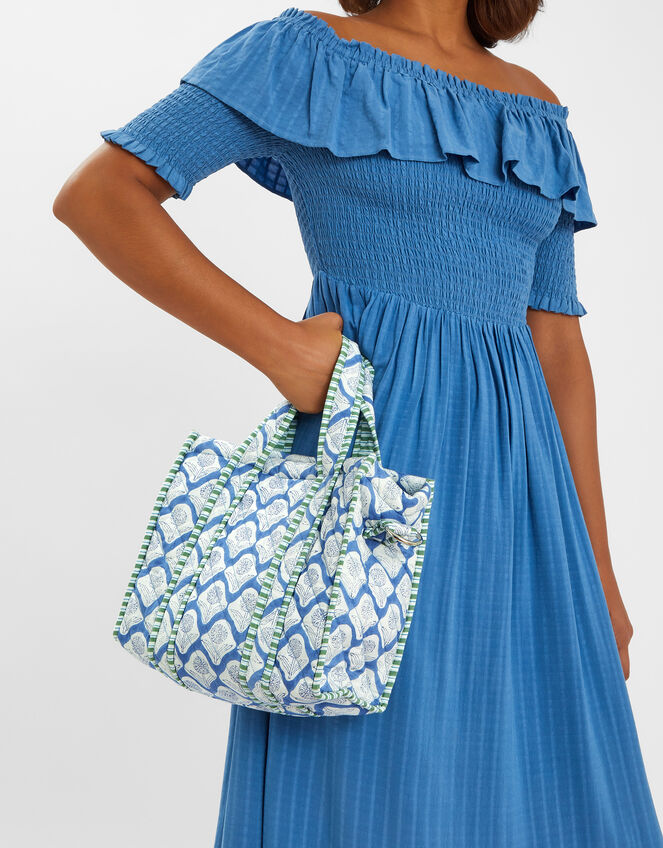 Small Dandelion Print Quilted Tote Bag, , large