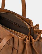 Padlock Ruched Shoulder Bag, Tan (TAN), large