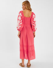 Pineapple Applique Smocked Maxi Dress, Orange (CORAL), large