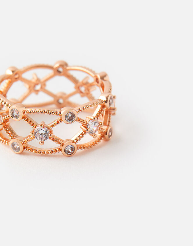 Rose Gold-Plated Sparkle Cut-Out Ring, Gold (ROSE GOLD), large