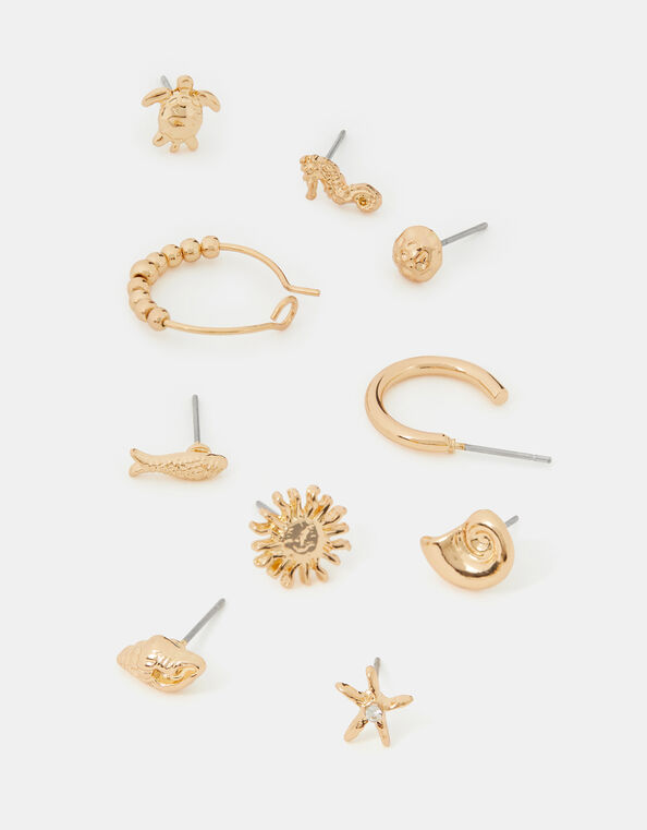 10-Pack Seaside Sunshine Stud & Hoop Earrings, , large