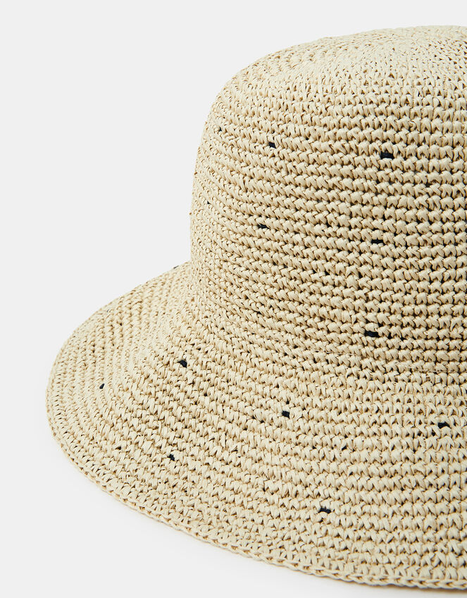 Spot Straw Bucket Hat Natural, , large