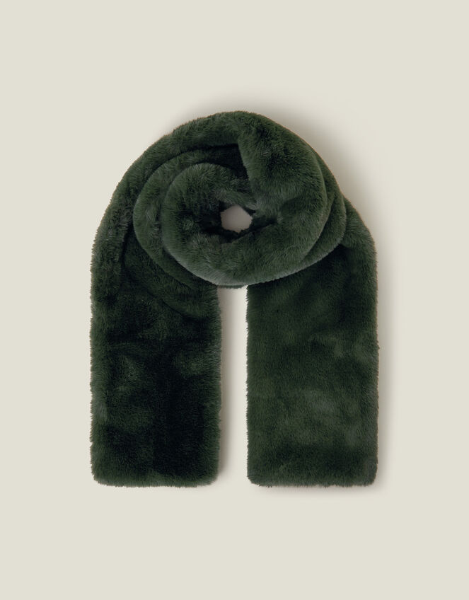 Faux Fur Stole Scarf, Green (GREEN), large