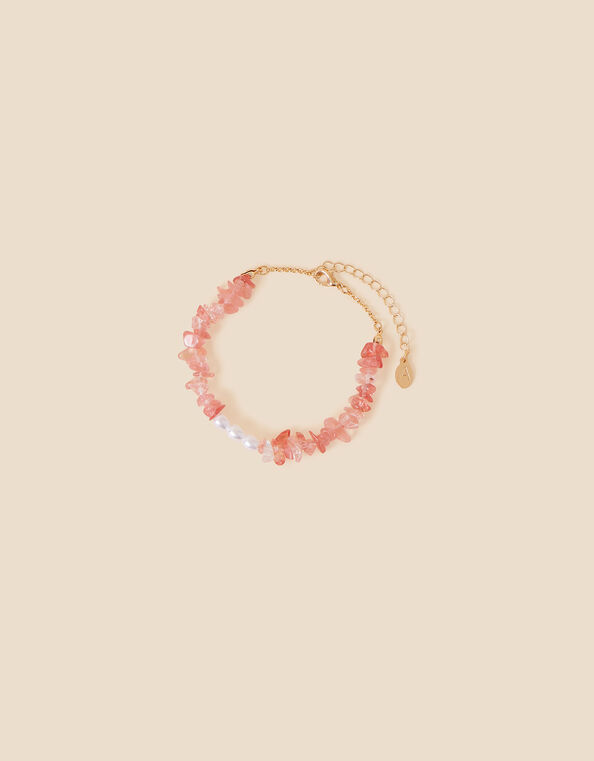 Raw Cut Stone and Pearl Anklet, , large
