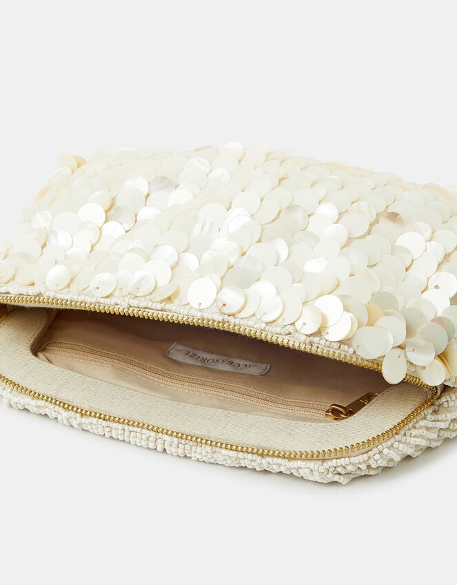 Pearl Shell Embellished Clutch Bag, , large