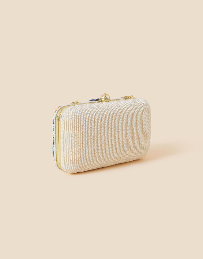 Hand-Embellished Beaded Floral Hardcase Clutch, , large