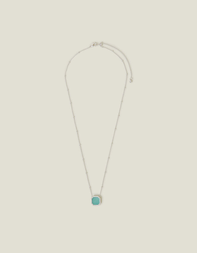 Sterling Silver-Plated Quartz Slice Pendant Necklace, , large