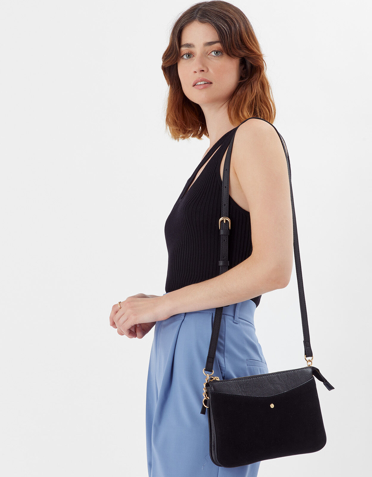 Lucie Leather Cross Body Bag Black