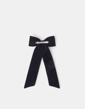 Embellished Celestial Velvet Bow Hair Clip, Blue (NAVY), large