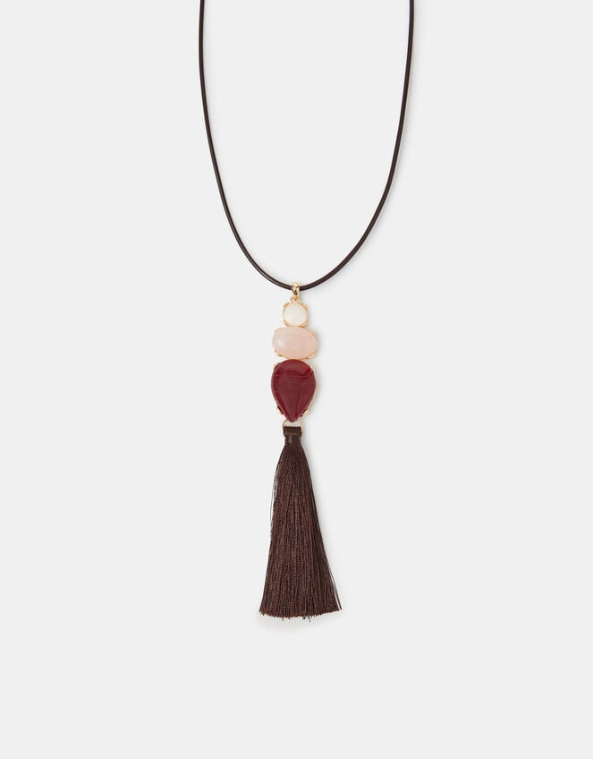 Tassel Pendant Cord Necklace, , large