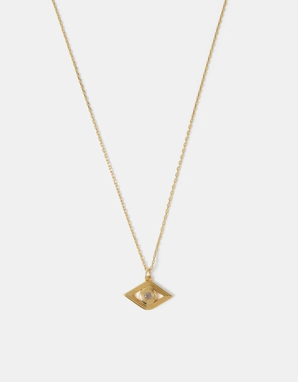 14ct Gold-Plated Evil Eye Pendant Necklace, , large