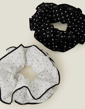 2-Pack Polka Dot Frill Hair Scrunchies, , large