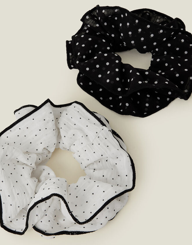 2-Pack Polka Dot Frill Hair Scrunchies, , large