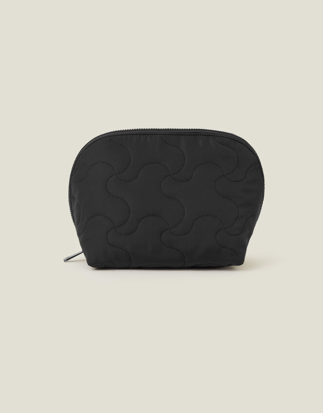 Quilted Wash Bag, Black (BLACK), large