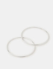 Sterling Silver Large Hoop Earrings, , large