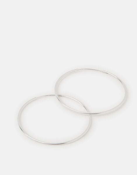 Sterling Silver Large Hoop Earrings, , large