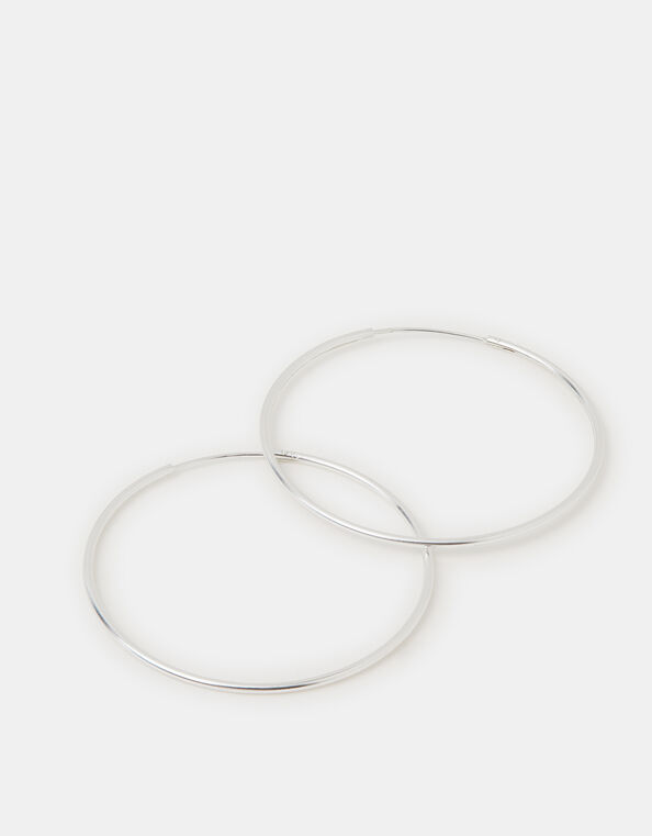 Sterling Silver Large Hoop Earrings, , large
