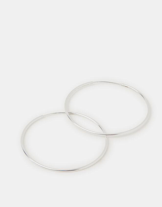Sterling Silver Large Hoop Earrings, , large