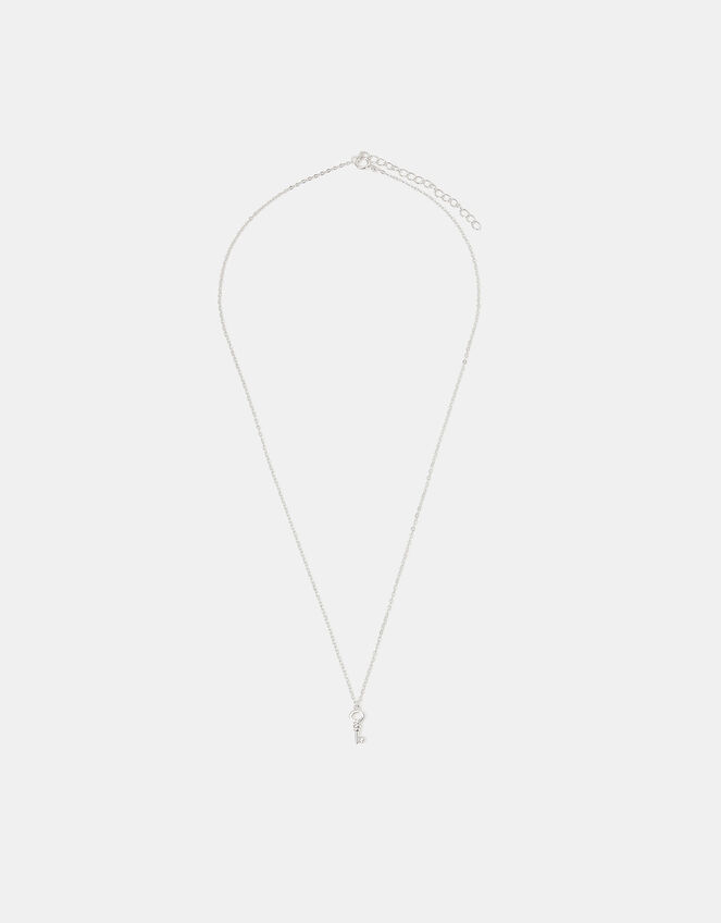Sterling Silver Key Pendant Necklace, , large