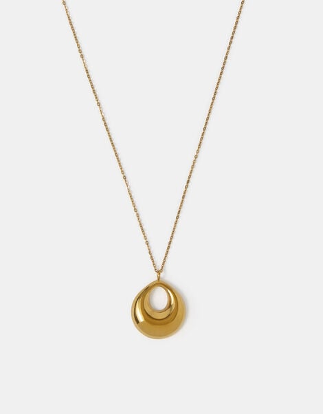 Stainless Steel Open Circle Pendant Necklace, , large