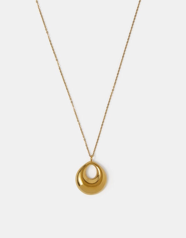 Stainless Steel Open Circle Pendant Necklace, , large