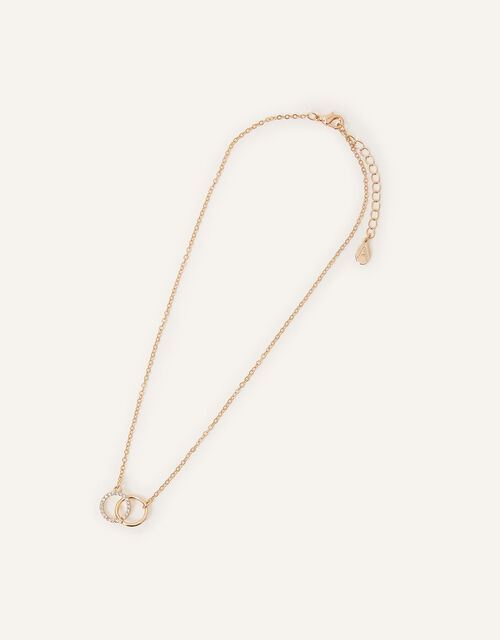 Pave Linked Circle Necklace, Gold (GOLD), large