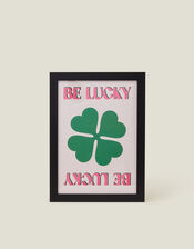 Pink Giraffe Print Co Be Lucky Framed A4 Art Print, , large