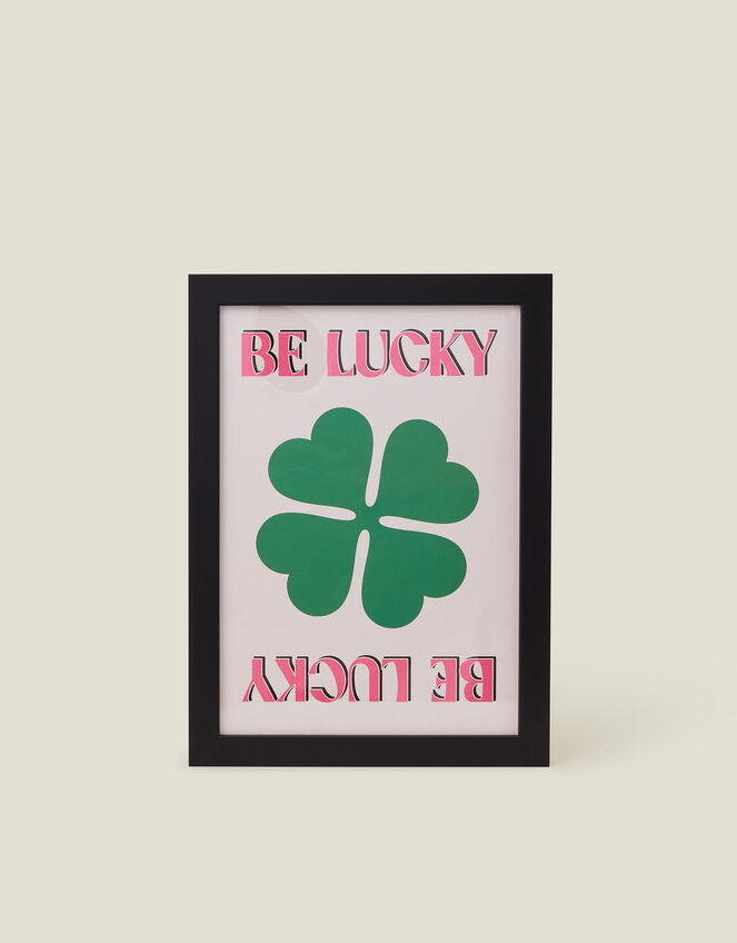 Pink Giraffe Print Co Be Lucky Framed A4 Art Print, , large
