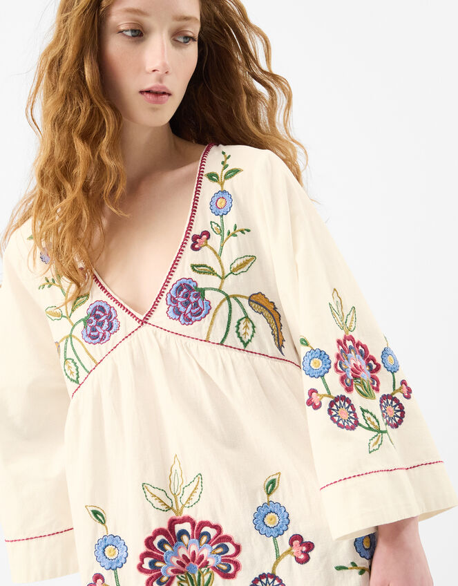 Embroidered Mini Cover Up, Ivory (IVORY), large
