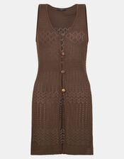 Crochet Knit Sleeveless Top, Brown (BROWN), large