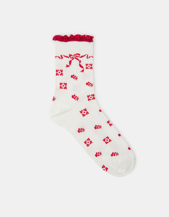 Bow Frilly Socks, , large