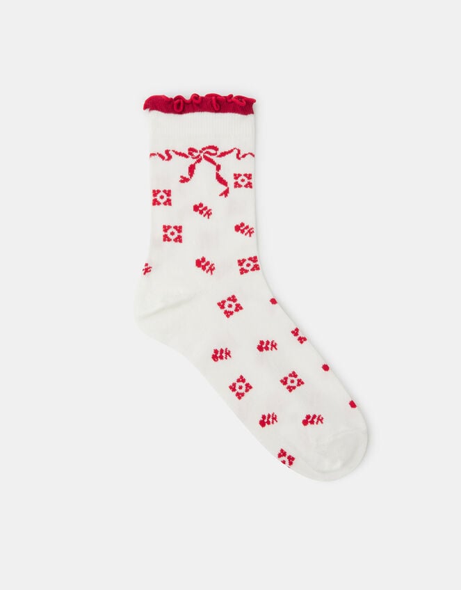 Bow Frilly Socks, , large