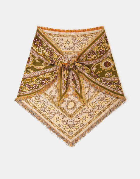 Floral Print Triangle Scarf, , large