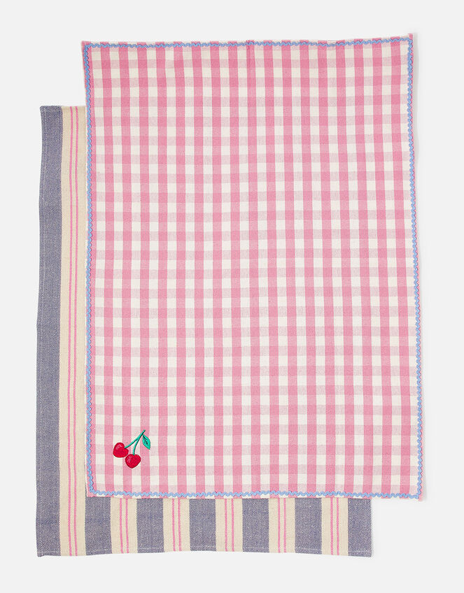 Embroidered Cherry Tea Towel Set, , large