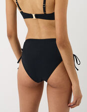 Tie High Waist Shaping Bikini Bottom, Black (BLACK), large