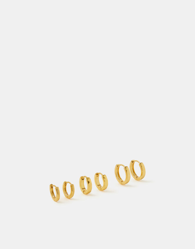 3-Pack Stainless Steel Clicker Hoop Earrings, , large