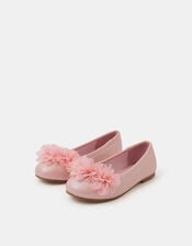 Girls Corsage Flower Ballet Flats, Pink (PINK), large