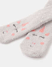 Girls Unicorn Fluffy Slipper Socks, Multi (PASTEL-MULTI), large