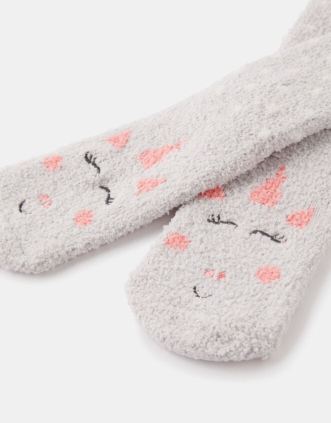 Girls Unicorn Fluffy Slipper Socks, Multi (PASTEL-MULTI), large