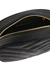 Quilted Faux Leather Cross-Body Bag, Black (BLACK), large