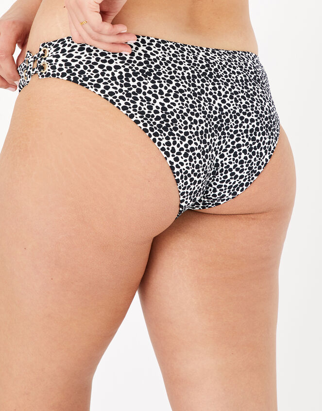 Eyelet Printed Bikini Briefs, Black (BLACK/WHITE), large