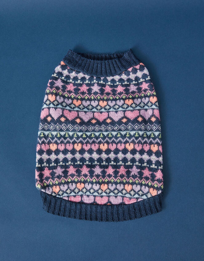 Heart and Star Fair Isle Dog Jumper, Multi (BRIGHTS-MULTI), large